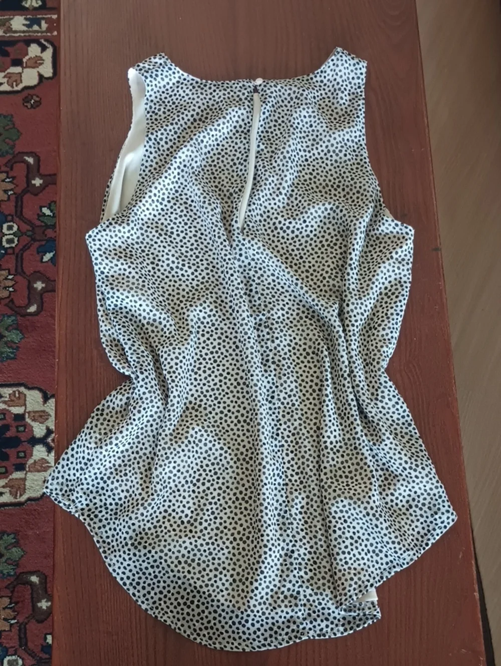 Sleeveless Black Dot Print White Dress